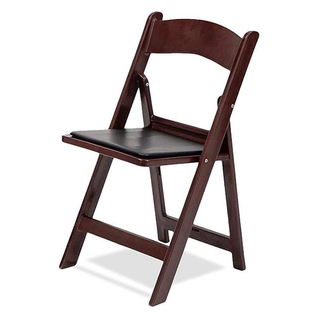 EventStable Titan PRO Resin Folding Chair - Mahogany Indoor/Outdoor Lightweight Folding Chair - Vinyl Padded Folding Chair for Weddings Parties Events - 4 Pack