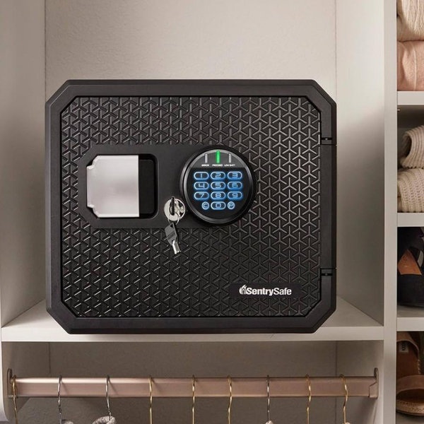 SentrySafe Fireproof and Waterproof Large Safe with Digital Keypad, Override Key, and Adjustable Shelf for Home, Dorm, or Office, 0.81 Cubic Feet, FPW082HSB