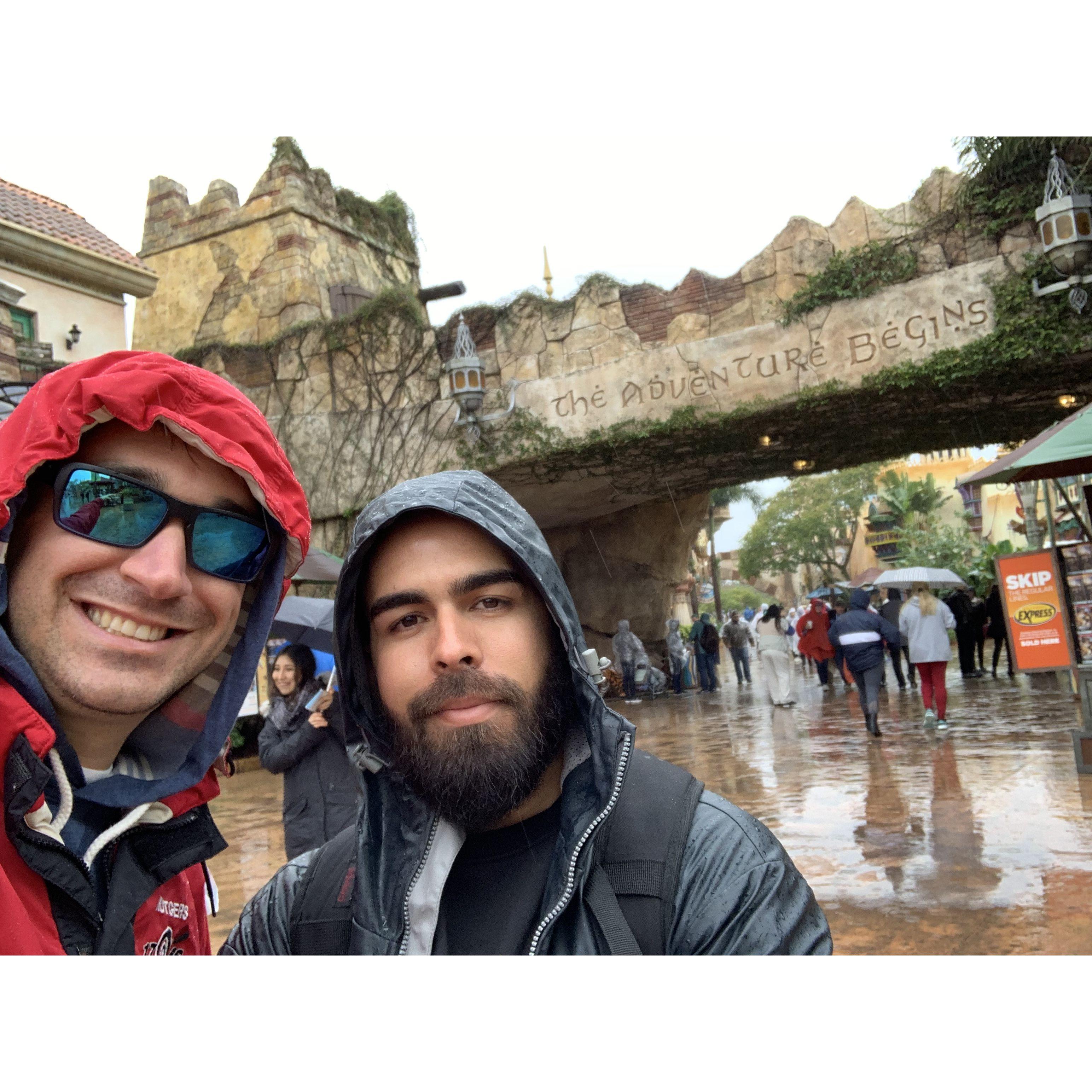 Horrible rainy day at Universal thinking we could fight the crowds since it was raining...