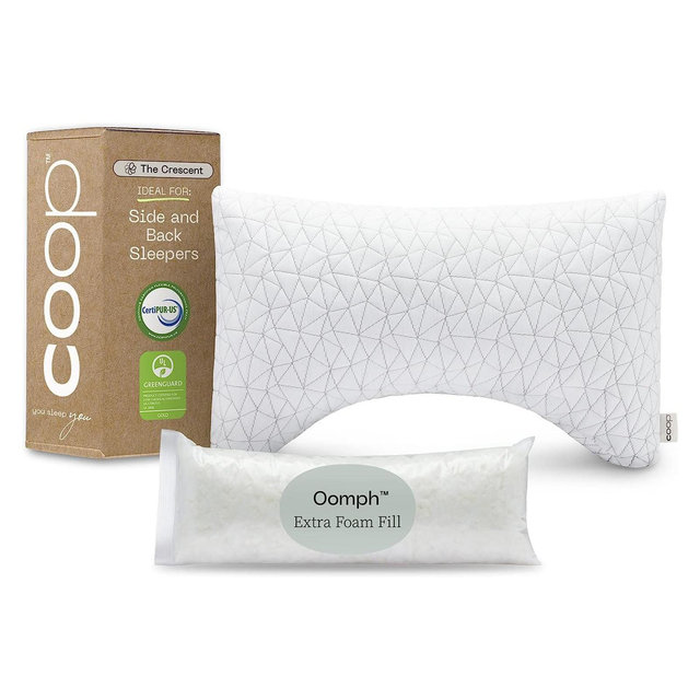Coop Home Goods Crescent - Back and Side Sleeper Pillow for Neck and Shoulder Pain Relief, Memory Foam Pillow, Bed Pillow for Sleeping