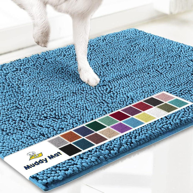 Muddy Mat® Original Dog Door Mat for Muddy Paws, Super Absorbent Microfiber, Non-Slip Washable Pet Rug, Quick Dry Chenille Entryway Carpet, Machine Washable Indoor Outdoor mat, Sky Blue 24"x35"