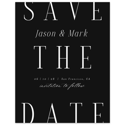 Black Modern Wedding Digital Save the Date - Melina Portrait