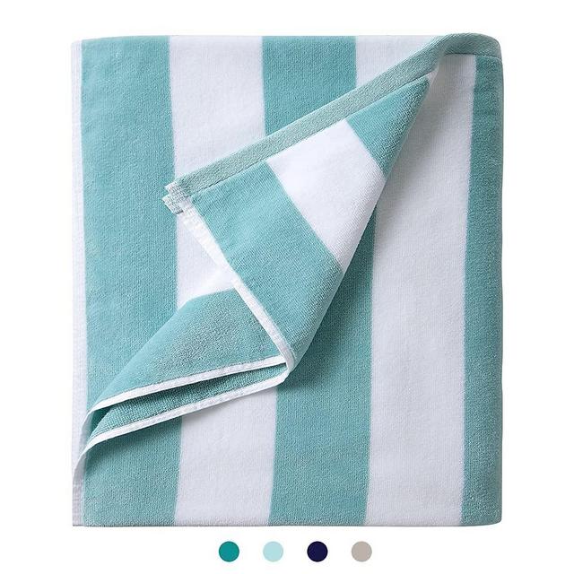 LULUHOME Plush Oversized Beach Towel - Fluffy Cotton 36 x 70 Inch Mystical Blue Striped Pool Towel, Large Summer Swimming Cabana Towel