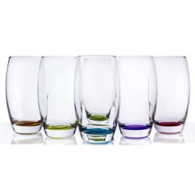 Prism Multi Colored Water/Beverage Glasses, 16 Ounce - Set of 6