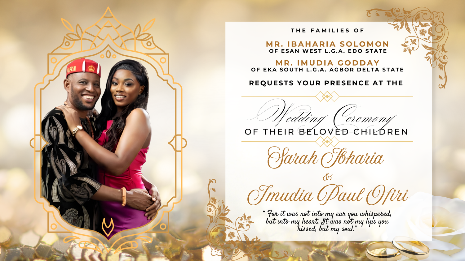 The Wedding Website of Ofiri Imudia and Sarah Ibharia