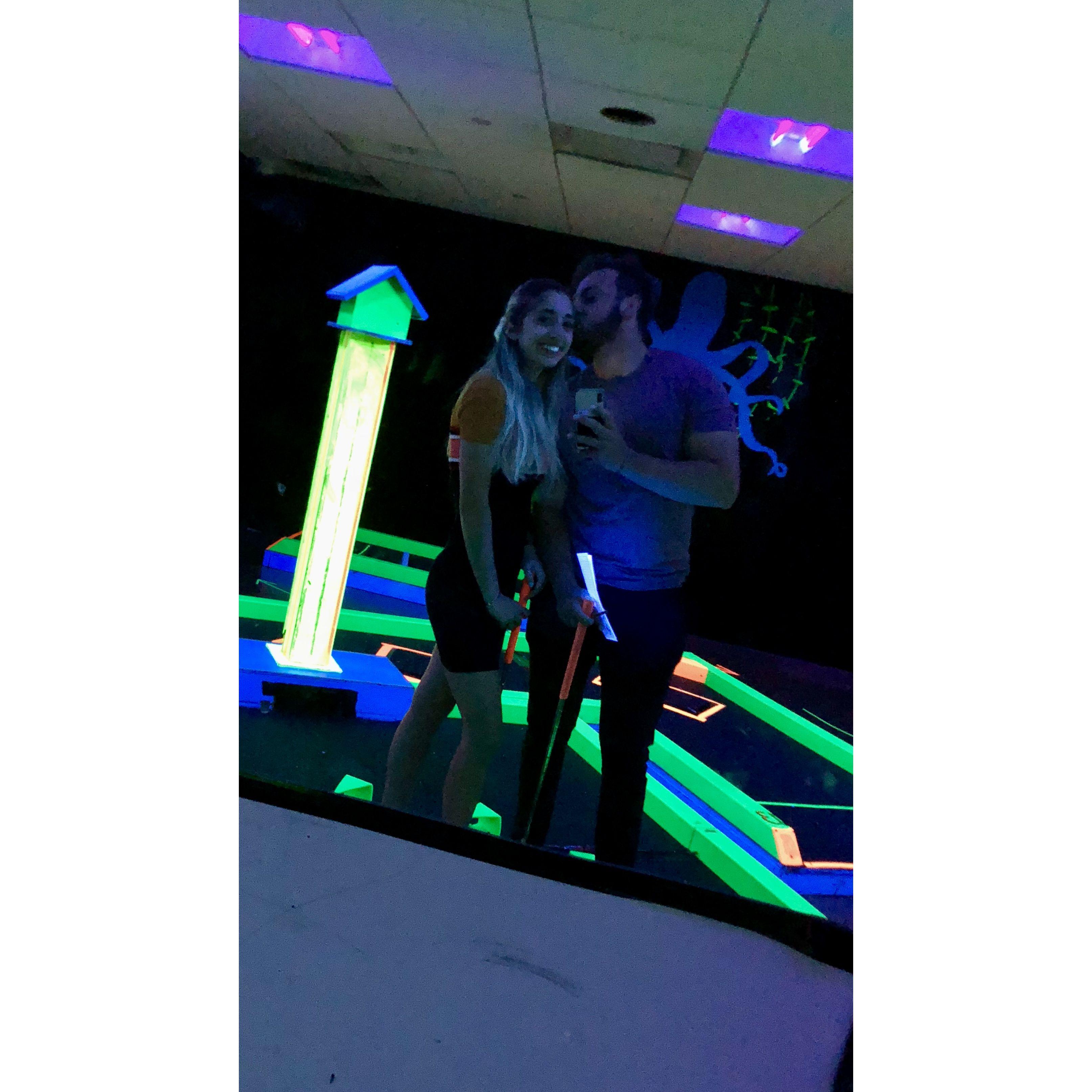 June 5th, 2019- to celebrate our one year anniversary we went back to Glow Golf where we had our very first date; and yes, Zoey won two years in a row!