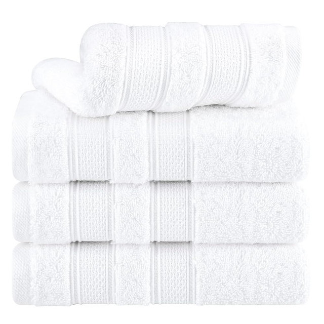 American Soft Linen Salem 100% Cotton Turkish 4 Piece Hand Towels for Bathroom, 600 GSM Soft Absorbent Quickdry Hand Face Towel Set, White