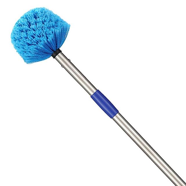 Cobweb Duster with Extension Pole, Medium Stiff Bristles Cobweb Duster Head & 6-Feet Stainless Steel Pole Ceiling Fan Duster for Outdoor Indoor Cleaning