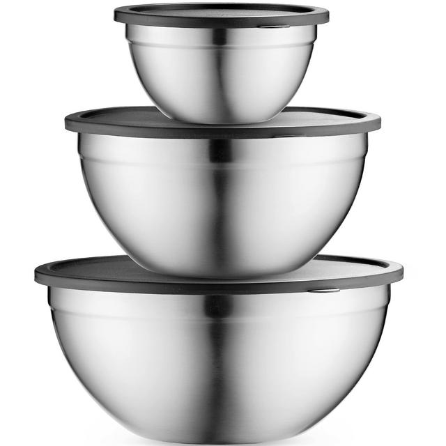 Mixing Bowls with Lids Set, Stainless Steel Mixing Bowls with Airtight Lids, Nesting Mixing Bowl Set for Space Saving Storage, Ideal for Cooking, Baking, Prepping Food Storage