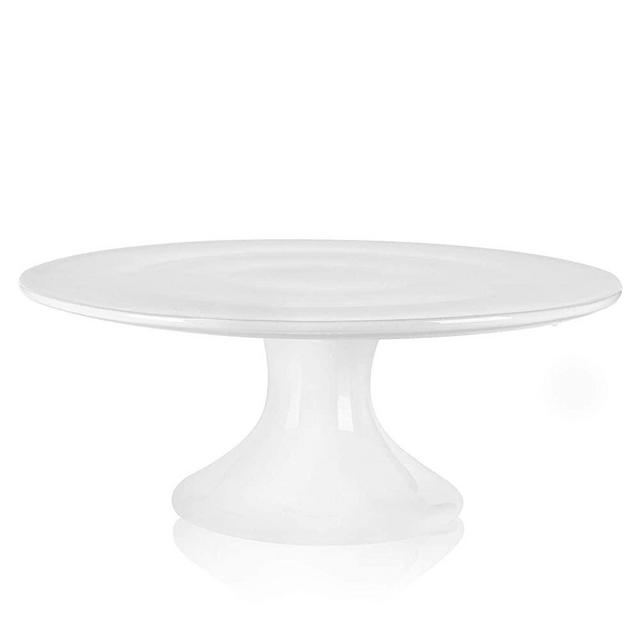 Kanwone 10-Inch Porcelain Round Cake Stand, Cake Plate, Dessert Stand, Cupcake Stand for Parties, Home Decorating Stand, White