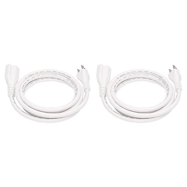 Amazon Basics 6-Foot Extension Cord - 13 Amps, 125V - 2-Pack, White