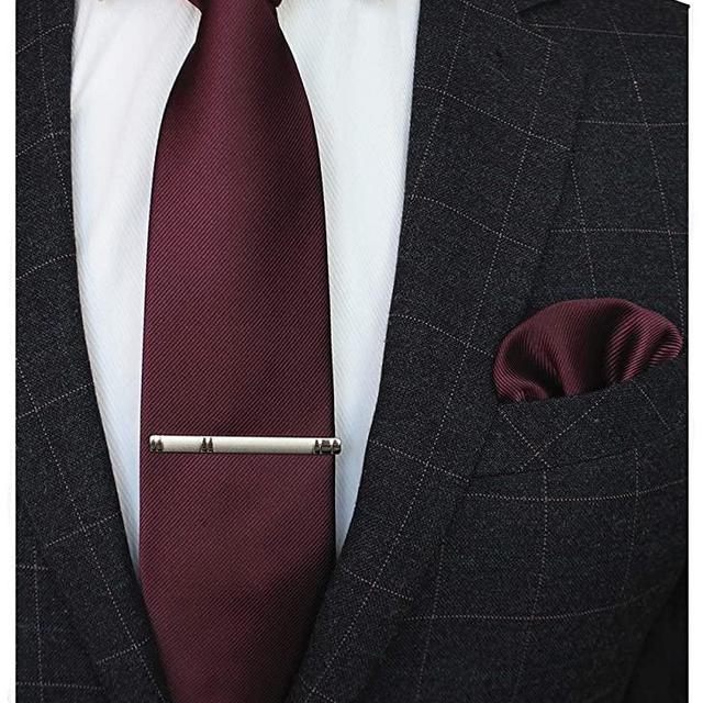 JEMYGINS Solid Color Formal Necktie and Pocket Square Tie Clip Sets for Men