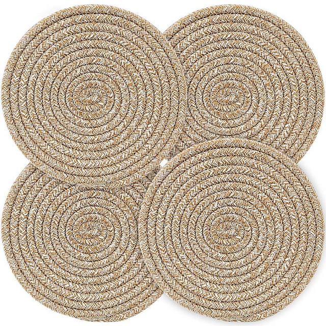 Pot Holders Trivets Set 4 Pcs, Potholders for Kitchens, 100% Pure Cotton Thread Weave Trivets for Hot Dishes/Pot/Bowl/Teapot/Hot Pot Holders, 9.4 Inches.