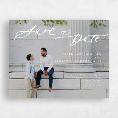 White Wedding Save the Date - Dover Portrait