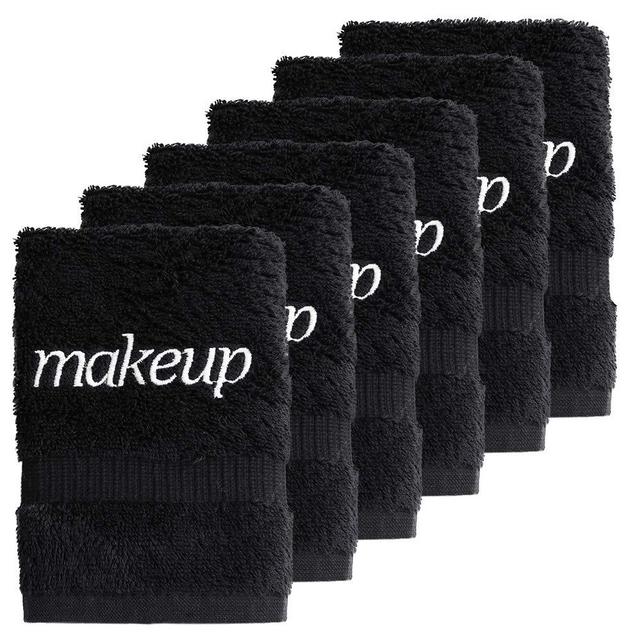Indulge Linen Make Up Removal and Cleansing, Reusable Towel Set (Black, Make Up Towel - Set of 6)