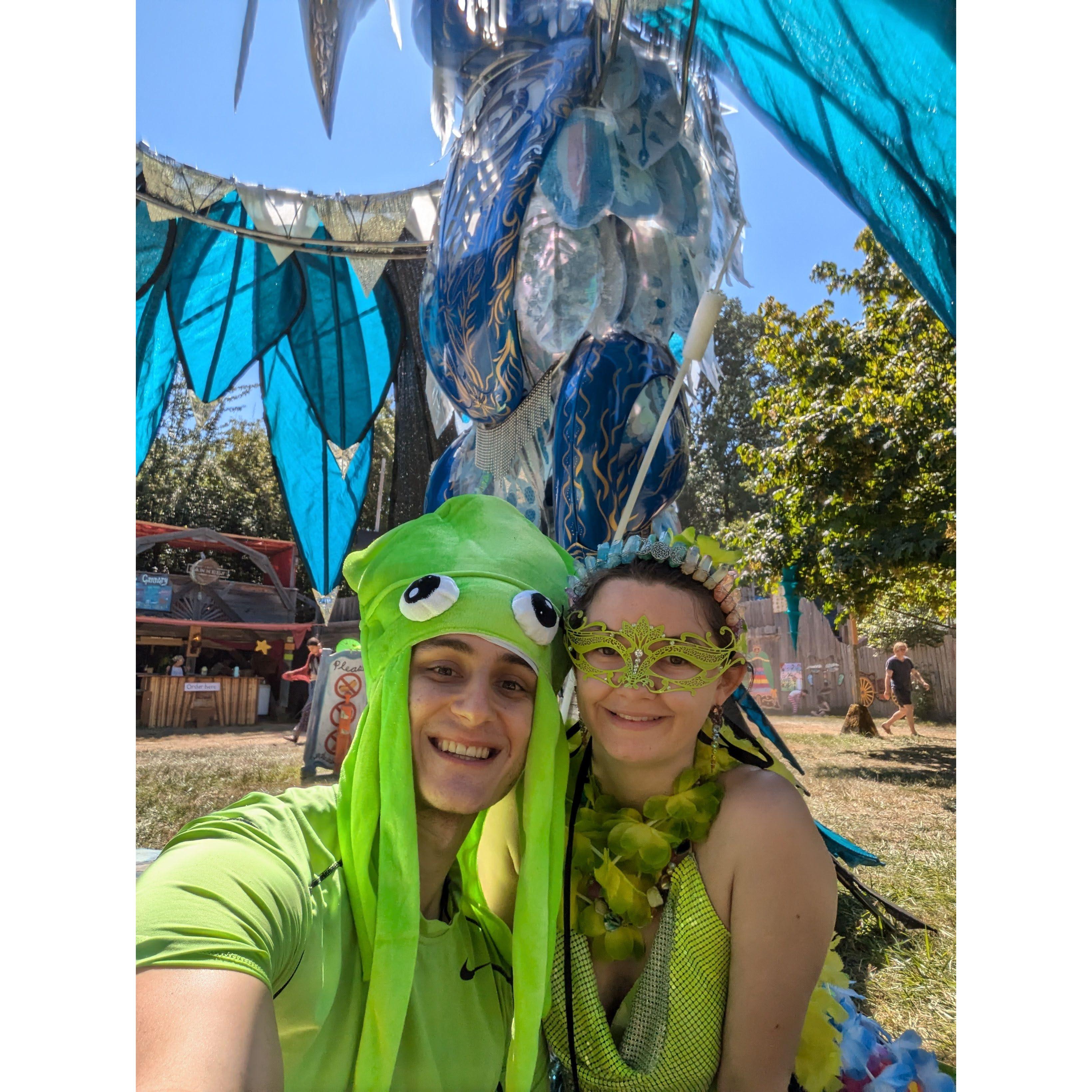 Every year, we volunteer at the Oregon Country fair together, and have a TON of fun doing it