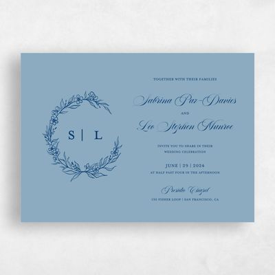 Dusty Blue Wedding Invitation - Goundry Landscape
