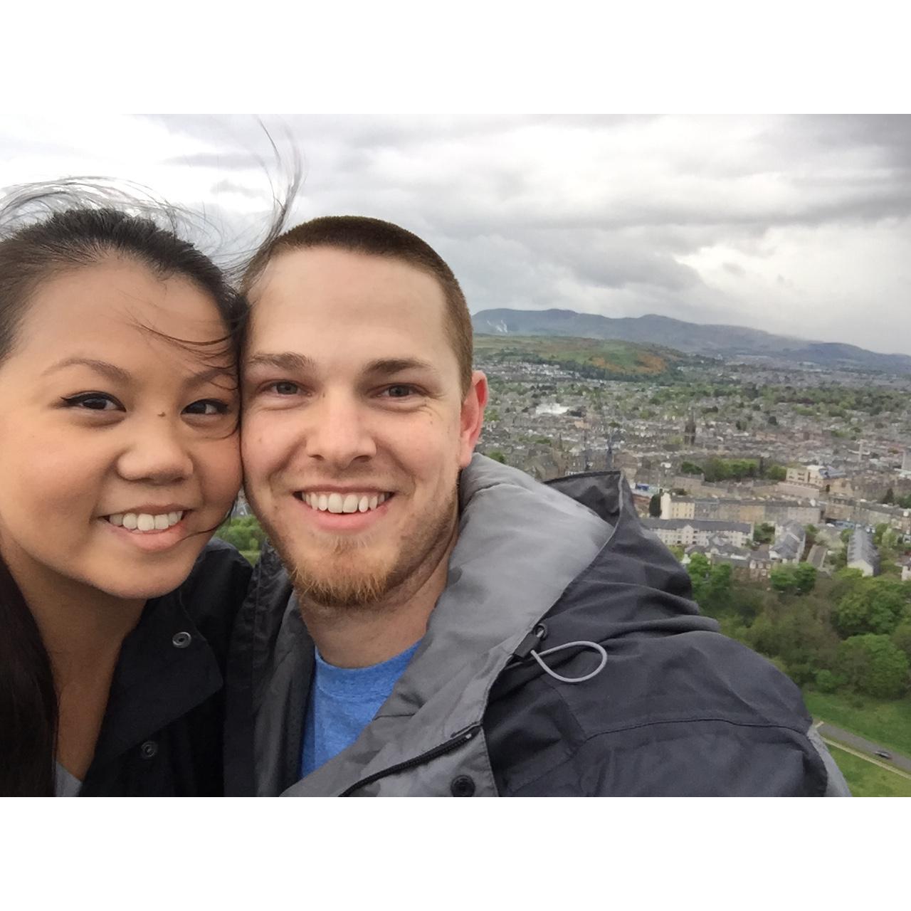 At the top of Arthur's Seat in Edinburgh, Scotland