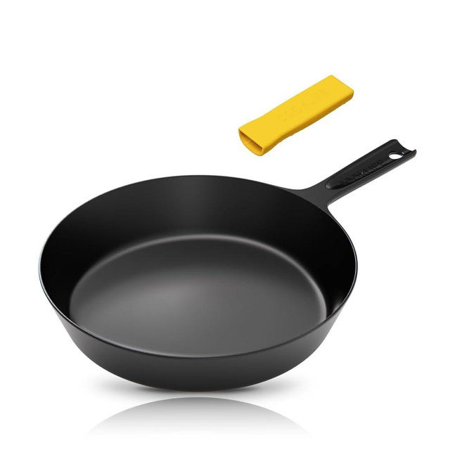 COOKLIFE 10 Inch Lightweight Pre-Seasoned Cast Iron Skillets with Handle Cover - Smooth Polished Surface, Easy to Clean Cast Iron Pan Use in the Oven, on the Stove or Grill, Over a Campfire