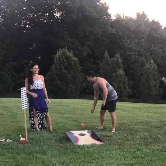 Our on going corn-hole rivalry ..