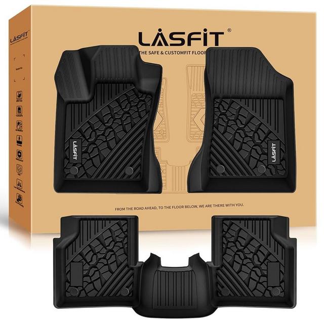 LASFIT Floor Mats for Jeep Compass 2017-2025 All Weather TPE Custom Fit Car Mats Floor Liners 1st & 2nd & Row, Black