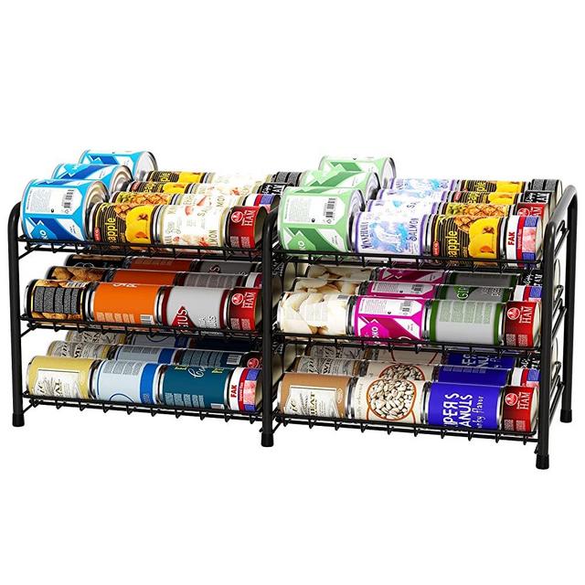 Pack of 2 Can Storage Organizer Pantry, Canned Food Organizers for Kitchen Dispenses 72 Cans-Black