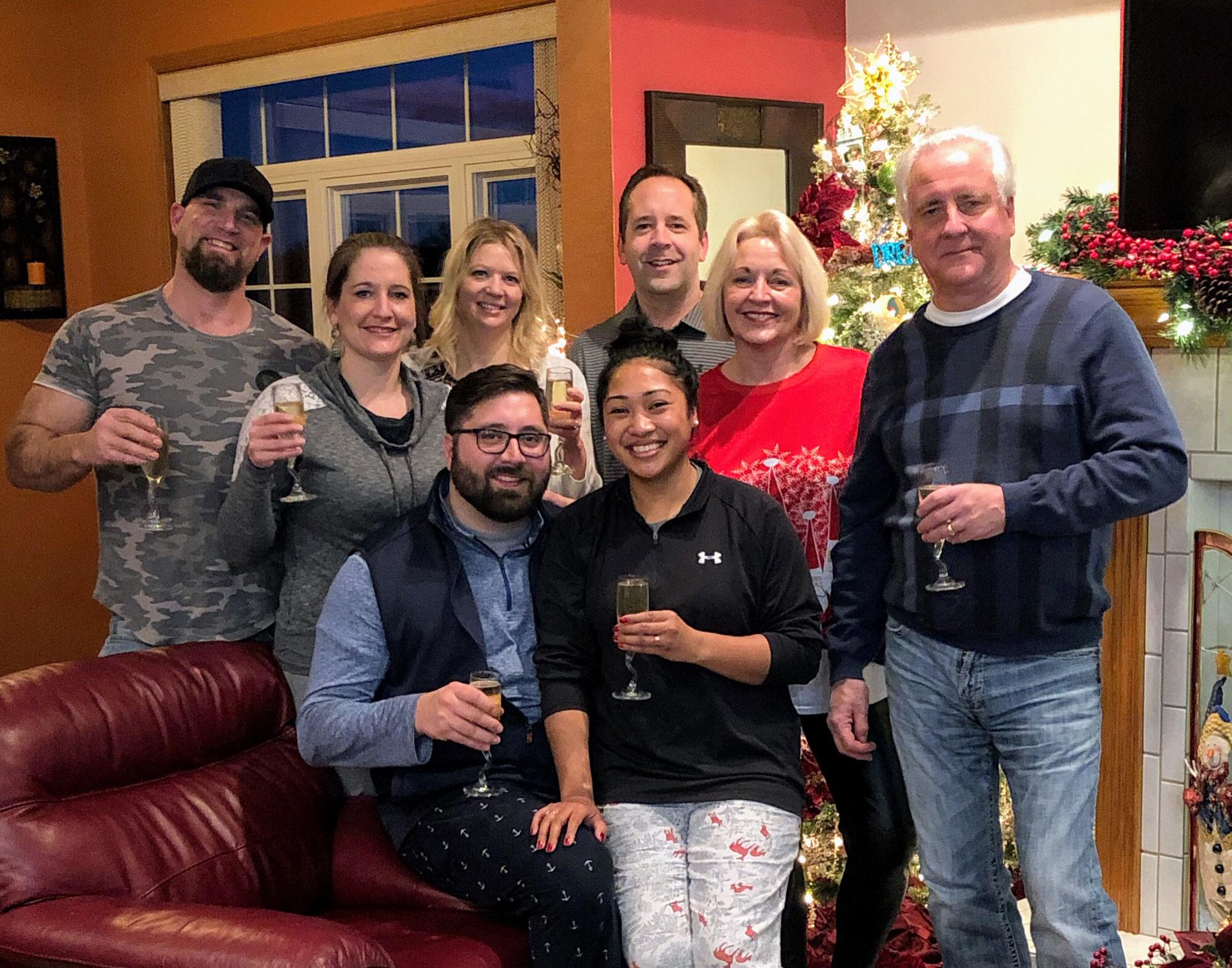 Our engagement celebration with our family at Christmas. Enjoying a nice glass of champagne was a perfect way to end the night.