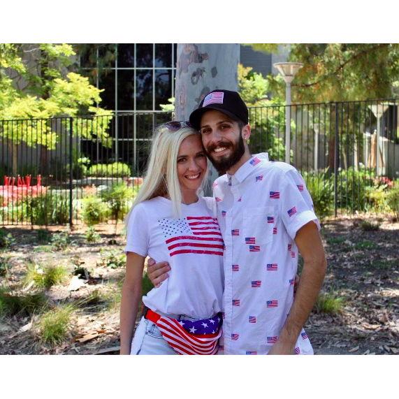 Chloe helping Austin run his Freedom Flag Run company while spending their favorite holiday together. July 4th, 2020