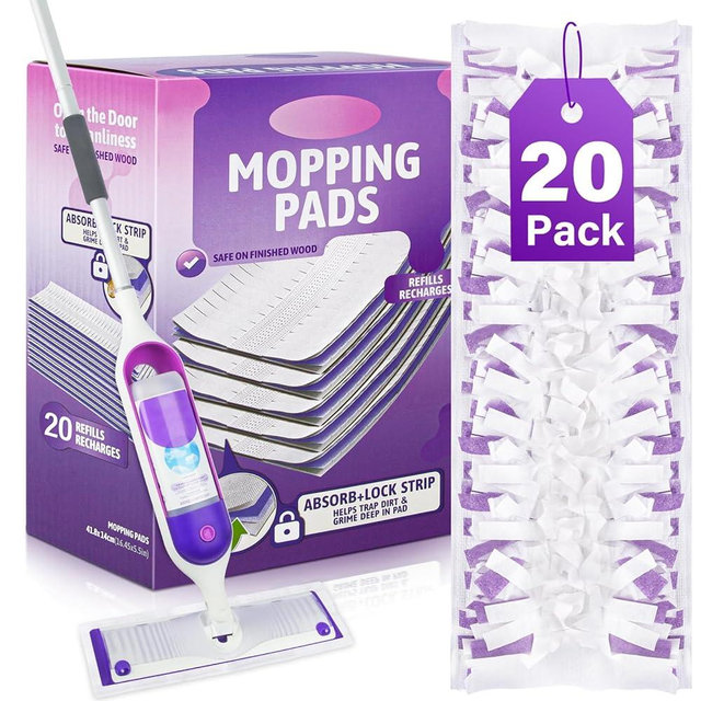 EHADOO Mop Pads Refills for Swiffer Power Mop: 20 Pcs Wet Dry Disposable Pad for Multi-Surface Floor Cleaning - Mopping Replacement for Tile Hardwood - Sweeping Cloths for Home Kichen