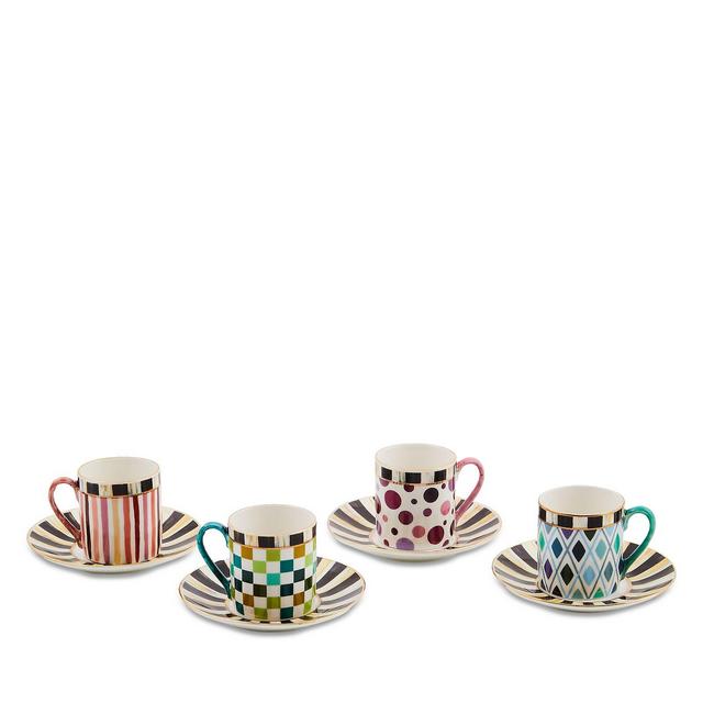 Mackenzie-Childs Sweetheart Espresso Cup & Saucer, Set of 4