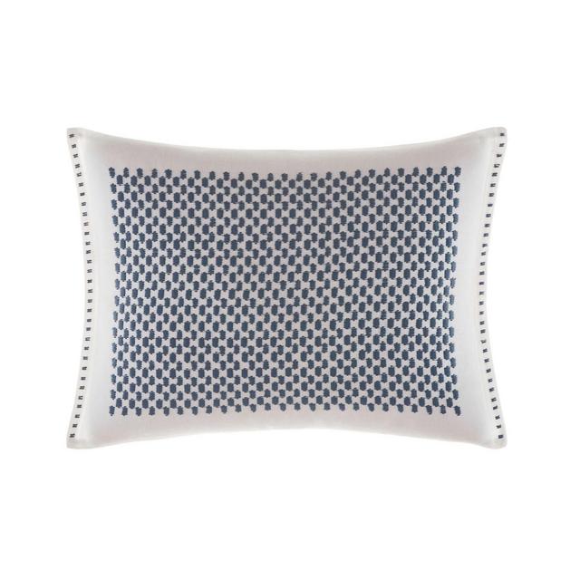 Vera Wang Shibori Grid White Bars Embroidered Breakfast Pillow