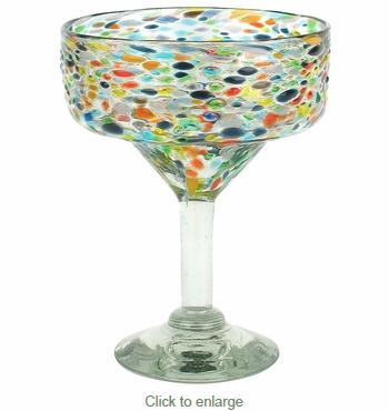 Mexican Margarita Glasses with Pebbled Confetti - Set of 4