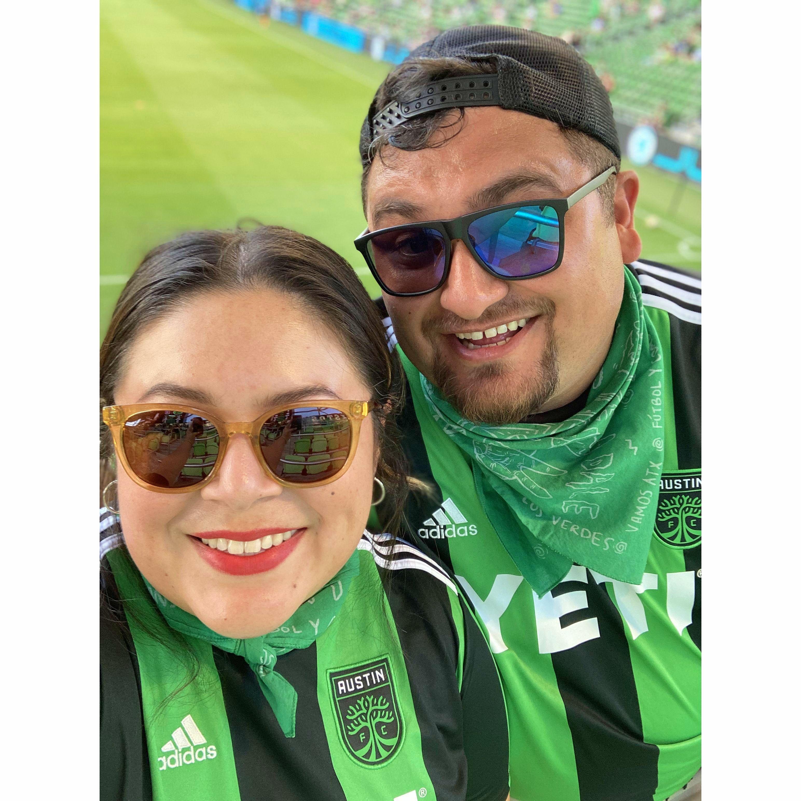 One of our favorite things to do together is cheer on Austin FC at Q2 Stadium! VHLM!