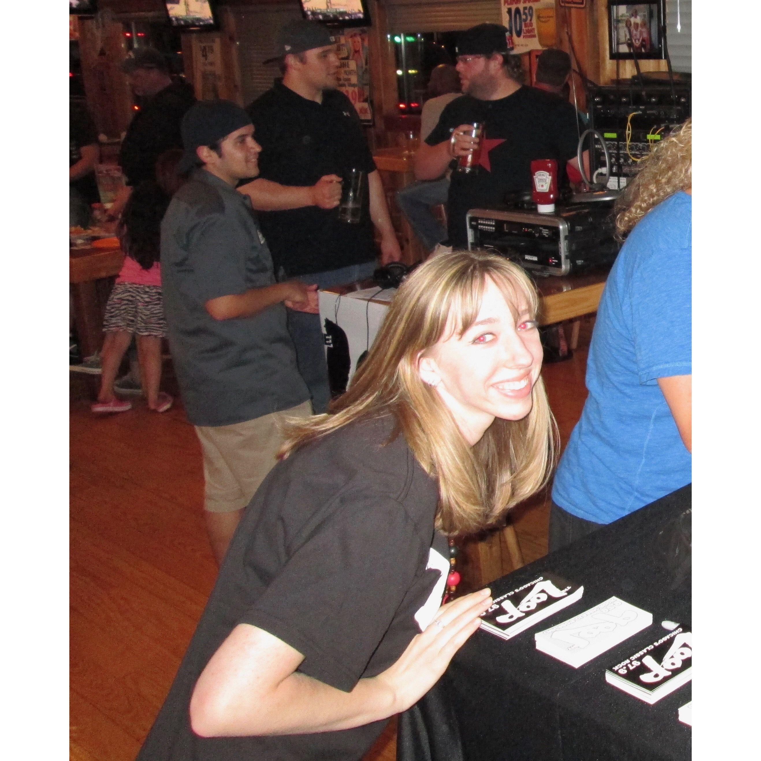 Our first photo together, a Loop event at the Downer's Grove Hooters - 2013