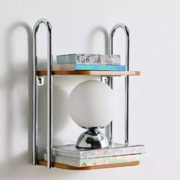 Boden Chrome 2-Tier Wall Shelf - Chrome/Dark Wood