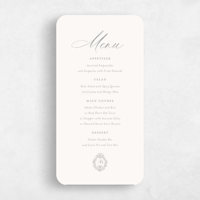 Grey Rounded Wedding Menu - Lockwood