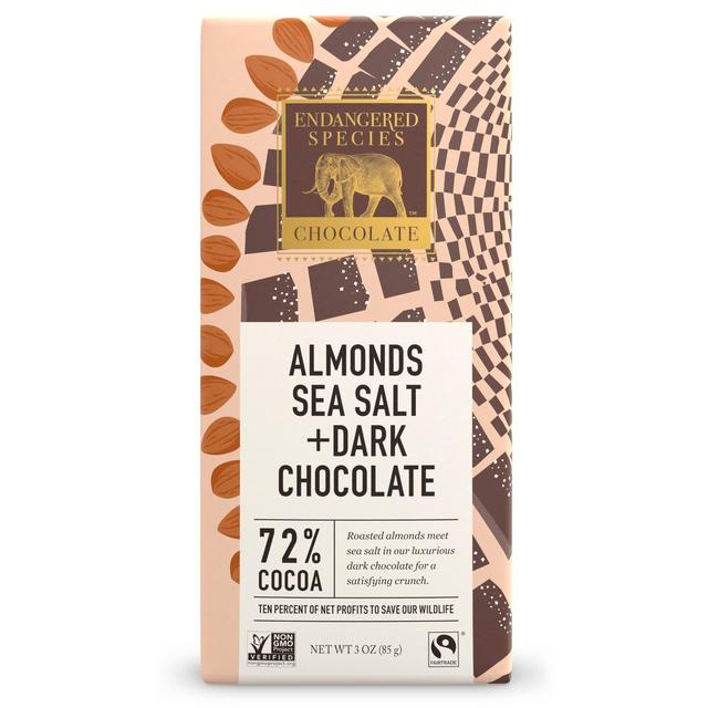 Endangered Species Chocolate Dark Chocolate with Sea Salt & Almonds - 3oz