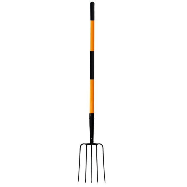 VNIMTI Pitch Fork for Gardening, 5 Tine Pitchfork Heavy Duty with Fiberglass Handle, 58 Inches