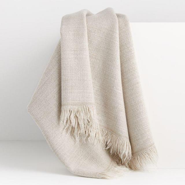 Plain Weave White Fringe 55x70 Throw