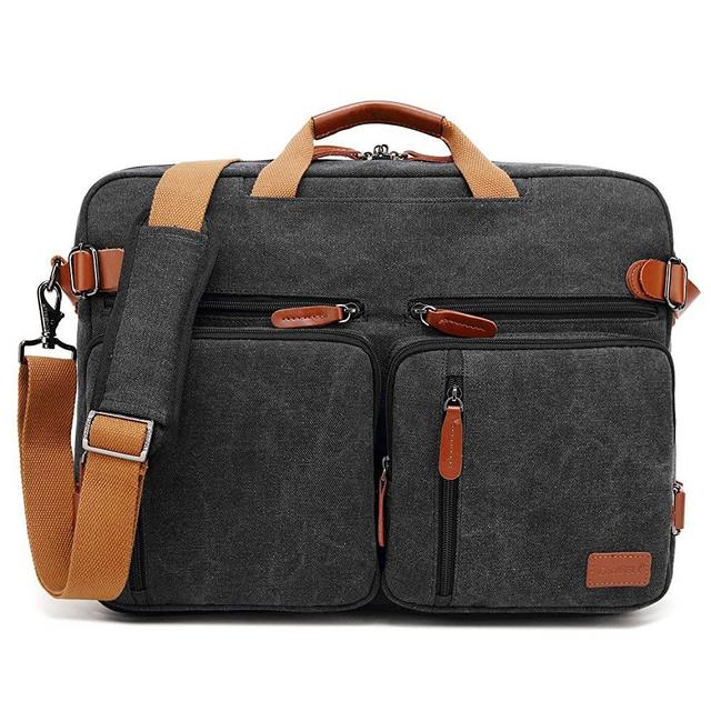 CoolBELL 15.6Inches Convertible Backpack Messenger Bag Shoulder bag Laptop Case Handbag Business Briefcase Multi-functional Travel Rucksack Fits 15.6 Inch Laptop For Men/Women (Cancas Black)