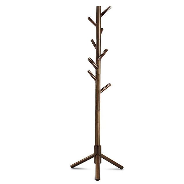 Haddockway Wooden Coat Rack Stand with 8 Hooks New Zealand Pine Adjustable Coat Standing Tree Easy Assembly for Coats, Hats, Scarves and Handbags for Entryway, Hallway, Bedroom, Office
