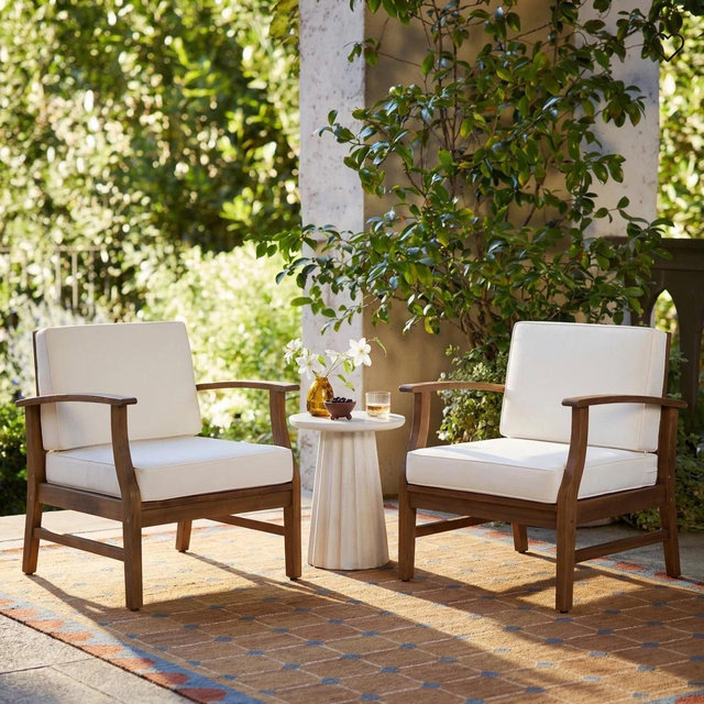 Acacia Outdoor Lounge Chair (Set of 2) - Cream