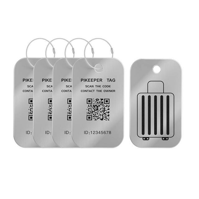 PIKEEPER Smart Luggage Tags for Suitcases, QR Code Retrieve Suitcase Tag Information Self Modifiable, Waterproof Easy Identify Personalized, Hide Information Durable Backpack Bag Tags Pack 4
