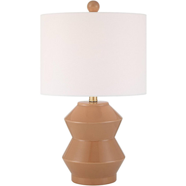 360 Lighting Tatum 22 1/4" High Small Geometric Mid Century Modern Accent Table Lamp Red Clay Glaze Finish Ceramic Single Living Room Bedroom