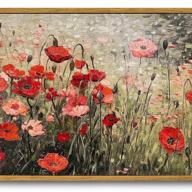 OIQArtOIQ Vintage Landscape Canvas Wall Art Framed Natural Scenery Painting Artwork Prints France Country Wilderness Farmhouse Decor Pictures Kitchen Bedroom Living Room Bathroom