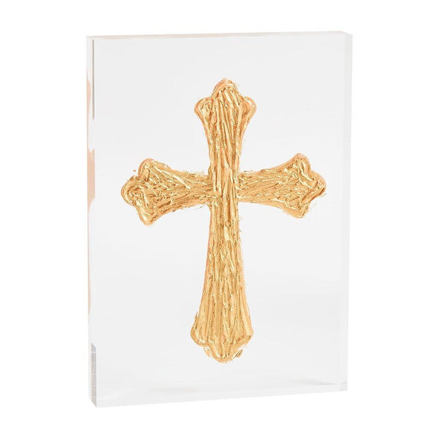 Mud Pie Tall Acrylic Cross Plaque; 7" x 5"