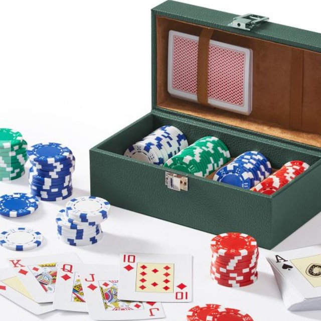 Leather Poker Set - Racing Green