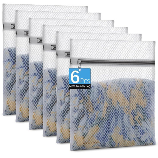 Honeycomb Mesh Laundry Bags for Delicates - 12x16 Inches Medium Washing Bags for Bras, Lingerie, Socks, Baby Clothes - Gentle Wash Protection with Zipper Closure (6)