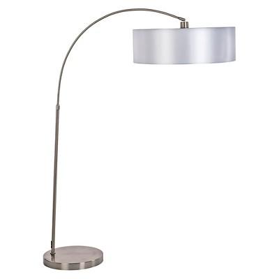 Yosemite 1-Light Arc Floor Lamp (Lamp Only) - Satin Steel with Pristine White Shade