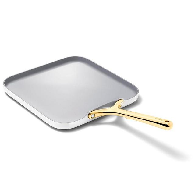 Caraway Square Griddle Pan - 11” Square Pan - Non-Stick Ceramic Coated - Non Toxic, PTFE & PFOA Free - Oven Safe & Compatible with All Stovetops - White
